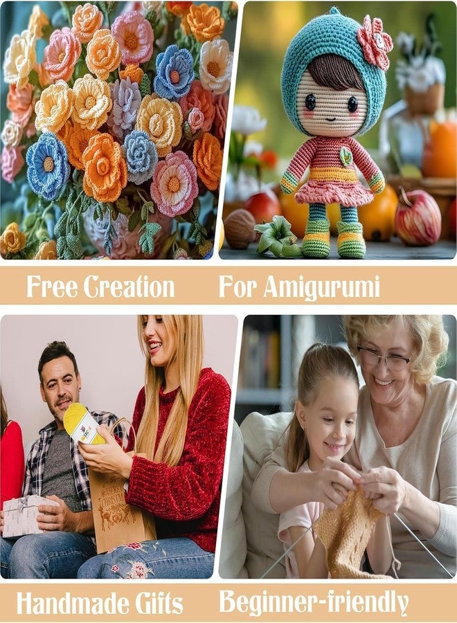 VIRADHAM 4 PCS Crochet Yarn Set - Soft Fluffy Knitting Thread, Assorted Pastel Colors for Crochet & Hand Knitting (Hook+4yarnset) - Image 4